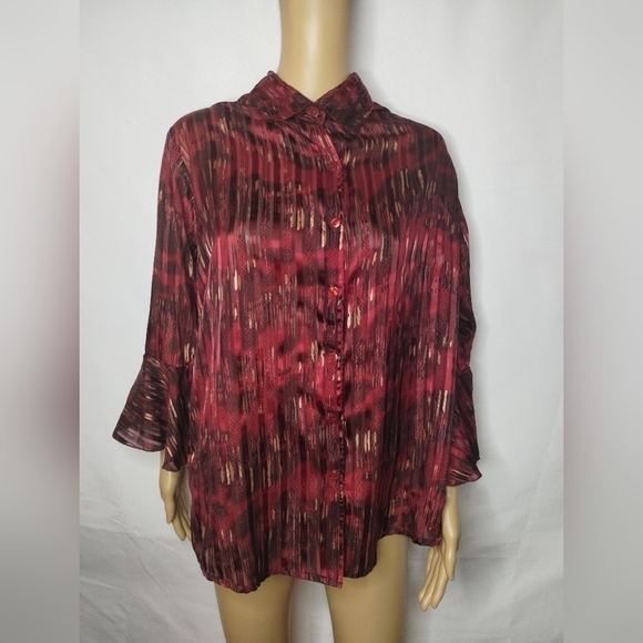Shana woman's sheer button up shirt top size XL - Picture 3 of 10